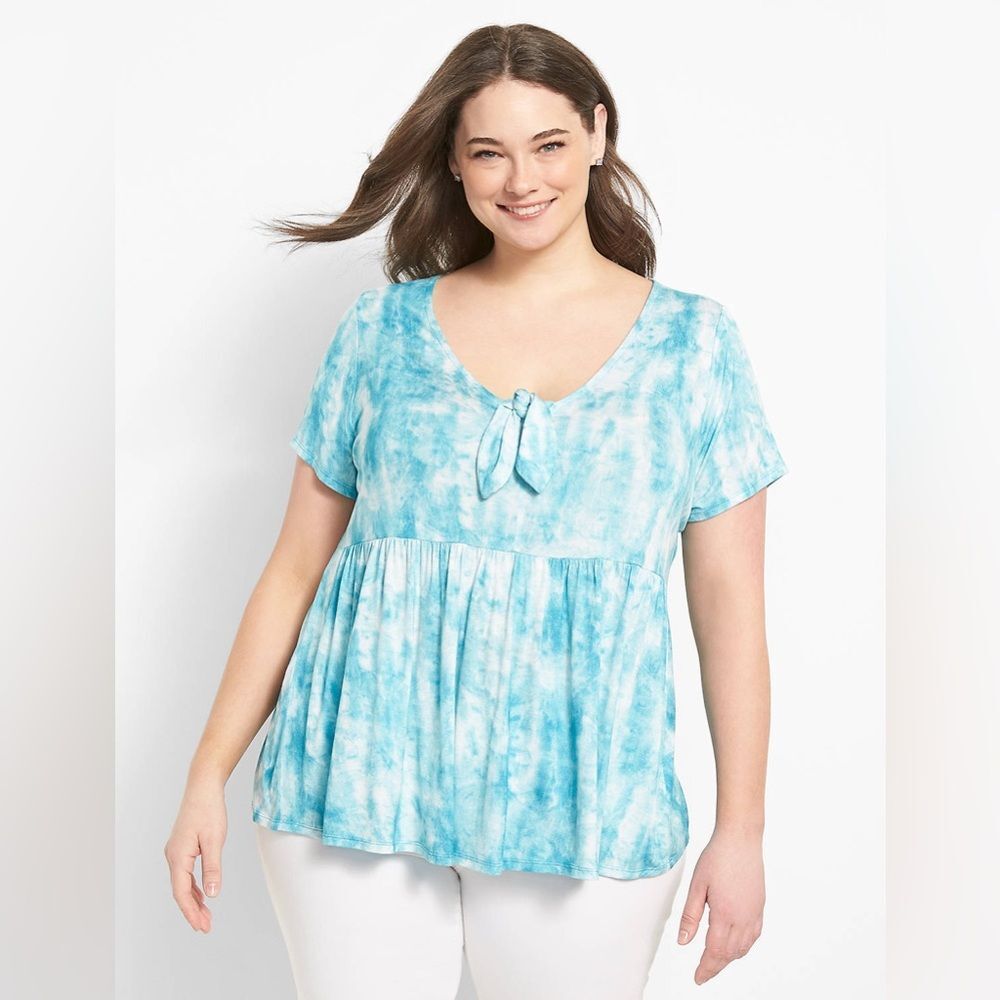 Lane Bryant Classic Cap-Sleeve V-Neck Babydoll Shirt Size 14/16 EUC